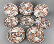 19th Century Meiji Period Set of 8 Imari Patterned Plates. Dia 22cm. 