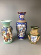 Large 20th Century Oriental Vases x 3. Tallest 63cm. 