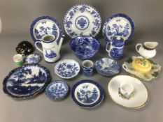 Eclectic Mix of Blue and White Transfer Ware and other Ceramics to include Royal Worcester, Booths, 