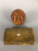 Burr Wood Snuff Box together a Coquilla Nut Pomander 