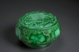 Curt Schlevogt Ingrid Art Deco Malachite glass box. 7 x 12cm 