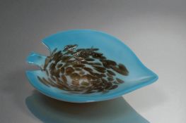 Vetro Artistico Veneziano Murano Glass Aventurine dish. With original sticker. 1.75 X 7.75".
