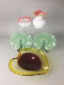 Late 19th Century and later Fluorescing Glass to include a Uranium Striped Victorian example and Ura