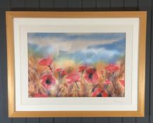 Gordon Robinson American | 1920 - 1979 - Large Artwork on Satin. "Poppies" Card signed in Pencil Low