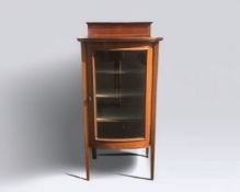 Edwardian Sheet Music or Display Cabinet with Stringing Detail and Glazed Bow Fronted Door to intern