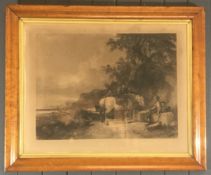 William Shayer (1787-1879) - 19th Century Engraving by W. Chevalier "A Wayside Conversation" in an A
