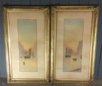 Garman Morris (fl. 1900-1930): Pair Of Gilt Framed Italian (Lake Como?) Watercolours Signed Lower R/