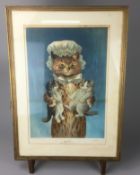 Louis Wain - Large 1899 Penny Illustrated Paper Cats Print "Twins". H 62cm x W 44cm