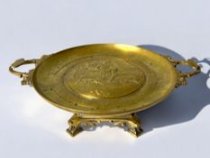 Alfred Pierre Richard (France, 1844-1884). Large Gilt Bronze Tazza centrepiece. Central embossed pan