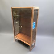 Mid Century Turnbridge of London Teak Smokey Glazed Display Cabinet. H 140cm x W 83cm x D 35cm 