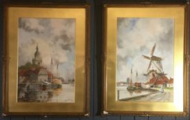 L. Van Staaten 1859-1924 - Pair of Large Framed and Glazed Water Colours. Both Signed and Presented 