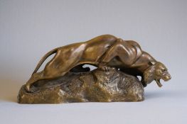 After Giacomo Merculiano bronze 'Lioness' sculpture. L' Art Bronze, France. 33 x 15cm