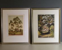 James Priddey (1916-80), a pair of coloured etchings signed in pencil with Artistâ€™s Proof Warwick 