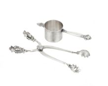 Ensemble d'1 pince à glaçons et 1 mesurette accessoire de bar en argent Sterling, Georg Jensen, Cope