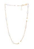 Mimi, collier or rose 750 chaîne à maille forçat alternant perles de culture blanches ainsi que des