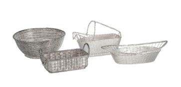 Ensemble d'1 porte-bouteille Christofle, Gallia, 1 coupe navette, 1 corbeille ronde et 1 corbeille r