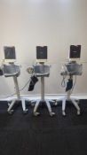 3× Mindray VS-900 Vital Signs Monitor with BP Hose on Stand – Powers Up