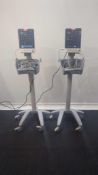 2× Mindray VS-900 Vital Signs Monitor with BP Hose on Stand – Powers Up