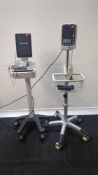 2× Mindray VS-900 Vital Signs Monitor with BP Hose on Stand – Powers Up