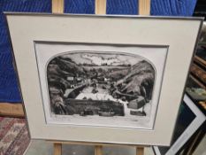 Graham Clarke (British 1941 ) 'Mullion Cove', Limited Edition Monochrome Etching Signed Titled And
