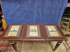 A Set Of 6 X Leather Framed Vintage Postcard Prints Each 51 X 55cm