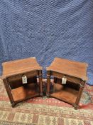 A Pair Of Georgian Regency Style Nightstands Mahogany Each Nightstand Features A Moulded-Canted