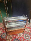 A Christofle Silver-Plated Mahogany Dessert Trolley Marked 'ORFEVRERIE CHRISTOFLE PARIS FRANCE',