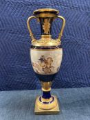 Sèvres Porcelain Napoleon III Style Vase, 20th Century Enamelled Porcelain Vase With Blue Background