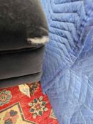 Foot Stool Upholstered In A Black Velveteen Fabric On Mahogany Feet 55 X 42 X 41cm (AF)