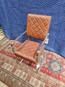 OKA Cantilever Armchair Chrome And Quilted Faux Leather 50 X 47 X 94cm