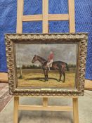 Oil On Canvas Plate Reads Chestnut With Pat Conley Up P Manners, Likely After A Painting By John