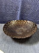 Anton Studios Peacock Brown Iridescent Decorative Bowl