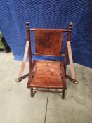 Campaign Furntiure In The Style Of Maison Jansen Faux Bamboo And Stitched Tan Leather Straps Seat