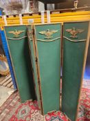 An Empire Style Green Painted And Parcel Gilt Four Fold Screen Late 20th Century Each Leaf: 64