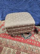 Foot Stool Raised On Turned Legs Upholstered Modern Star Pattern Fabric 55 X 44 X 42cn