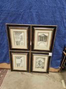 A Set Of 4 Prints (1) Architectural Drawings, Primarily Focusing On Elements Of Classical