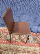 Sibau Srl Italy , A Set Of Four, Italian Stitched Brown Leather Chair The Seat Cushion Is Padded And