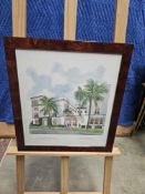 Watercolour Chesterfield Palm Beach Signed And Dated Framed 39 X 43cm