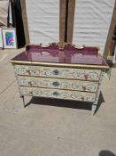 Patina Inc Italy Venetian Inspired Hand Painted Three Drawer Commode 110 X 55 X 90cm