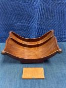A George III, Boat Shaped Mahogany Cheese Coaster With Carved Pateraes To Sides And 2