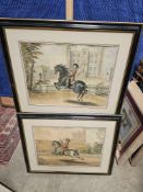 A Set Of 2 Prints The Duke Of Newcastle Demonstrates Caprioles Par Le Droite 1743 And William