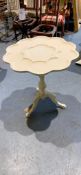 French Country Scalloped Table Gardenia White On Tripod Cabriole Pedestal Base 71 X 71 X 79cm (