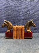 A Pair Mid Century Brass And Wood Figural Bookends Shaped Like The Head And Upper Neck Of A Horse,