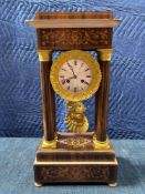 A Mid-19th Century Rosewood, Ormolu And Marquetry Portico Clock By Leroy Of Paris The Signed