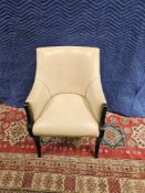 Leather Chair With Stud Pin Detailing Raised On Wood Stained Sabre Leg Frame 59 X 43 X 82cm