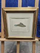 Print A Single, Ornate Slipper Or Mule-Style Shoe, Rendered In An Illustrative, Possibly French