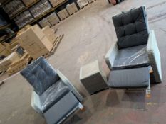 Bramblecrest Kingscote Hi-Back Recliner Armchairs x2 & Coffee Table - Cloud -Scuffs & Marks Set