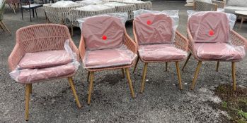 Bramblecrest 6x Assorted Rope Dining Chairs (4x CLARET & 2 GREEN) - Set No. B372 (Location 105 BAY