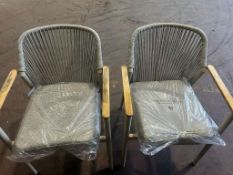 Bramblecrest Antibes Dining Chair - Mocha x2 -Heavily Marked Arms Set No. B555 (Location 105 Bay