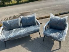 Bramblecrest Cannes 2 Seat Sofa & 1 Sofa Chairs & Duo Round Coffee Tables -Only 1 chair. Table Still